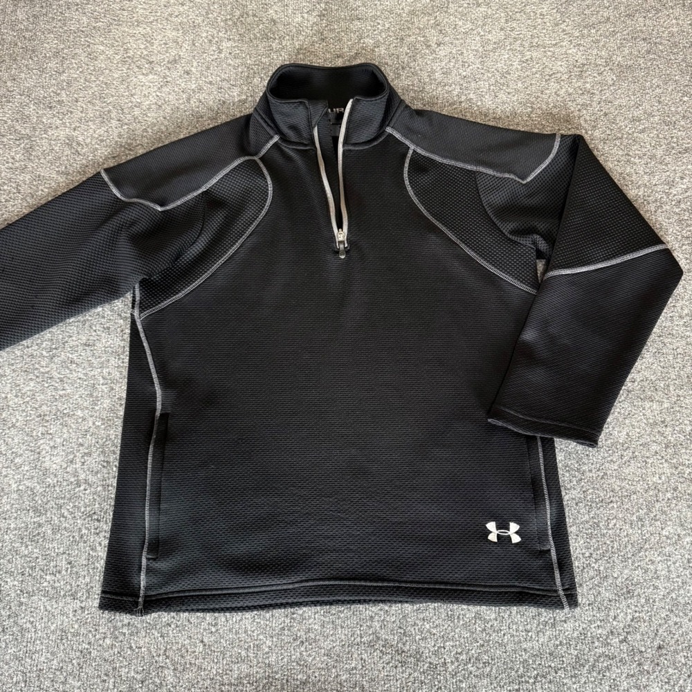 Under Armour 1/4 Zip Pullover Mens Small Black Athletic Long Sleeve‎ Sweatshirt